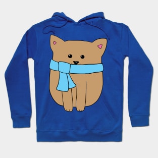 Kitty in Blue Scarf Hoodie